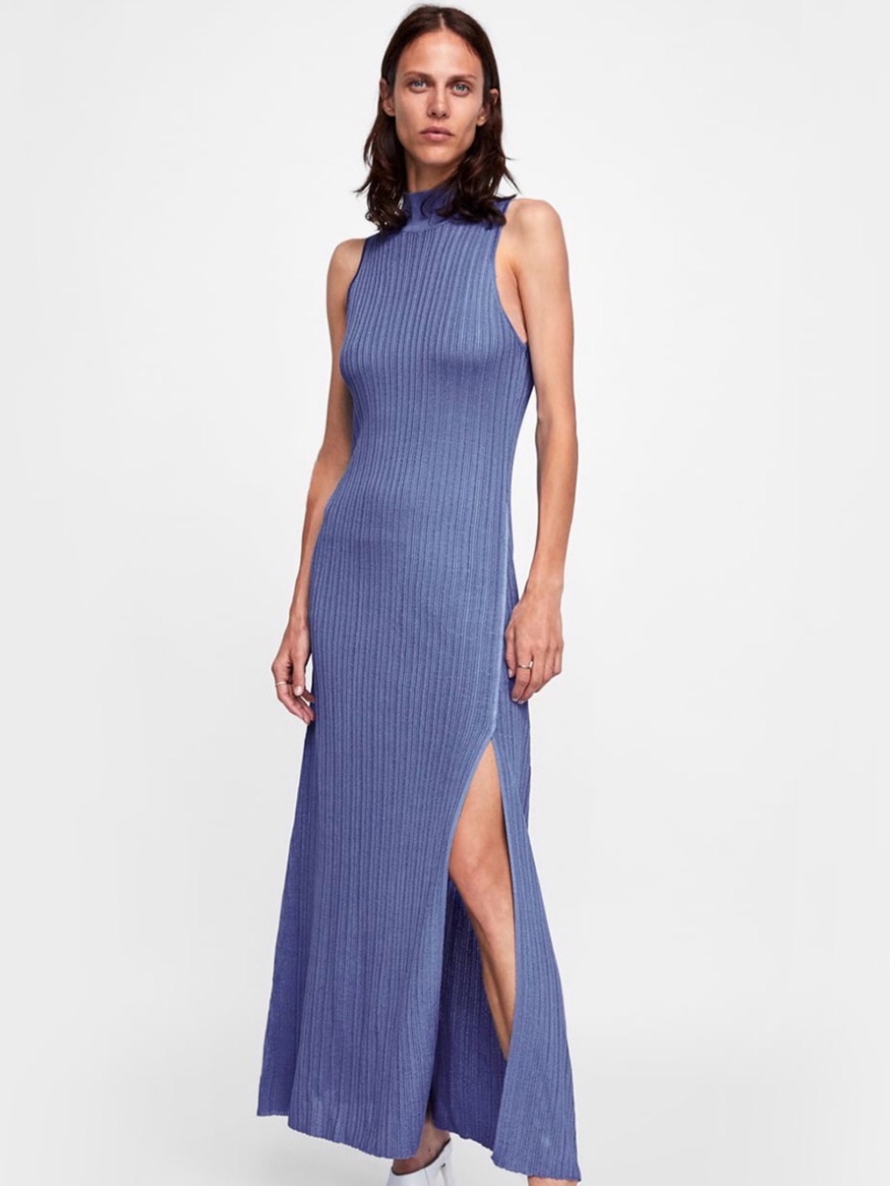 Zara Sleeveless Ribbed Maxi dress in Royal Blue